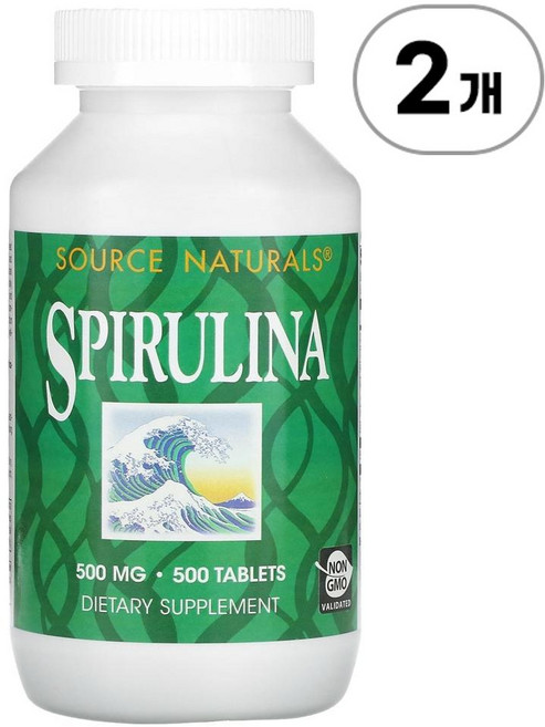 소스 내추럴 스피루리나 Source Naturals Spirulina 500정, 2개