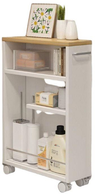 프리미엄 슬림 화장실 이동식 욕실 틈새수납장, 20x 47.5 높이 68.5 블랙 월넛