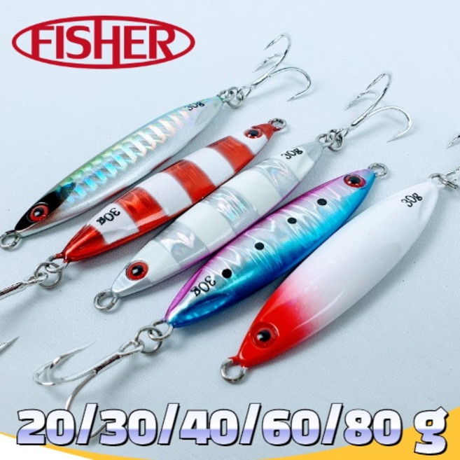심쿵낚시-피셔 리얼앤초비 슬로우지그 메탈지그(20g~80g) 삼치/갈치/농어/방어/부시리, 40g, Color-01, 1개