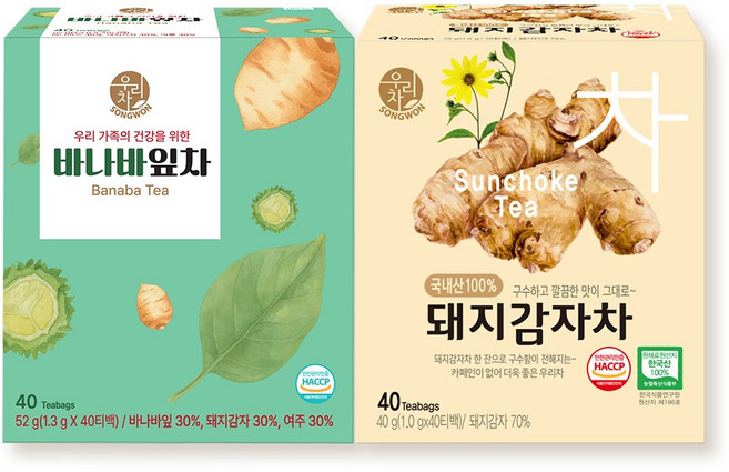 우리차 바나바잎차 40티백+돼지감자차 40티백