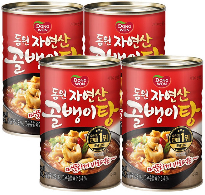 동원 자연산 골뱅이탕 얼큰한국물, 300g, 4개