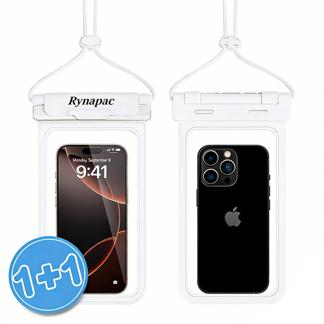 리나 워터파크 방수 가방 물놀이 수영장 핸드폰 방수팩1+1, 1세트, 화이트+화이트