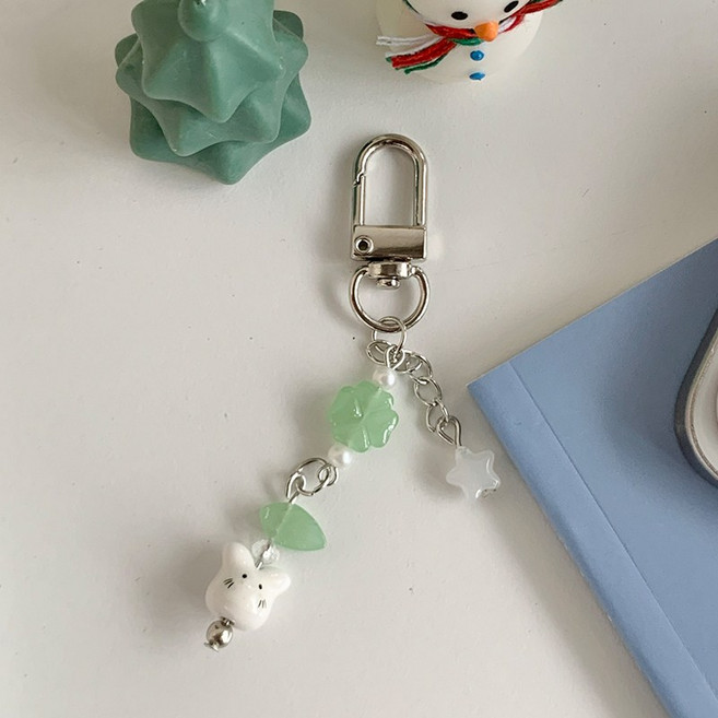 걸스코코 행운가득토끼키링 고양이 클로버 인형키링 폰꾸 가방고리, 1개, D고리