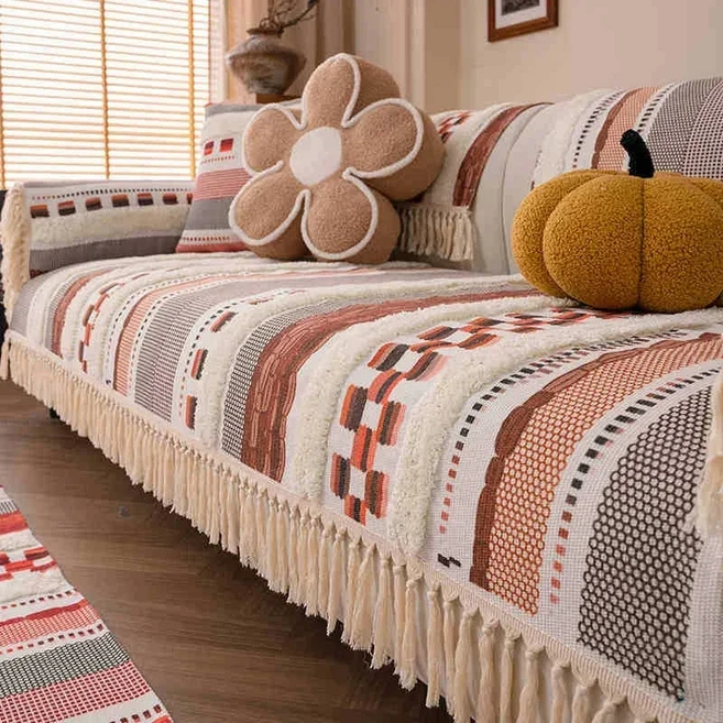 스타일 순면 소파 범용 거실용 사계절 미끄럼 쿠션 시트 커버 방지, E 70x180cm 1pc, A3 sofa seat cover