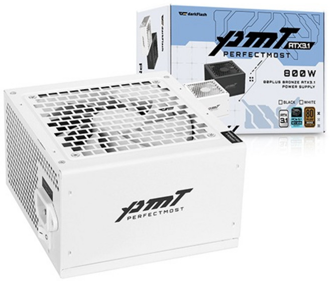 다크플래쉬 퍼펙트모스트 80PLUS브론즈 ATX3.1 파워, 화이트, 800W