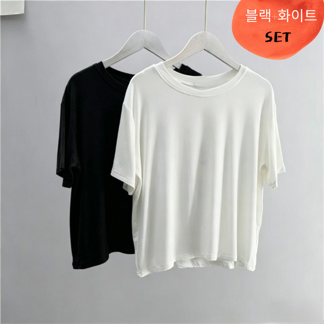 여성 무지 세미크롭 모달반팔티