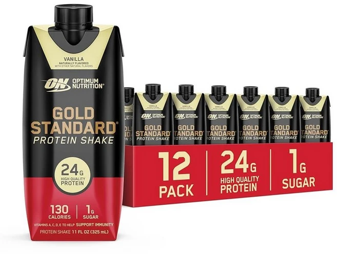Optimum nutritiON 온 옵티멈뉴트리션 골드 스탠다드 프로틴 쉐이크 초콜릿맛 325ml 12팩, 11 액량온스 (12팩), 바닐라 - 쿠팡