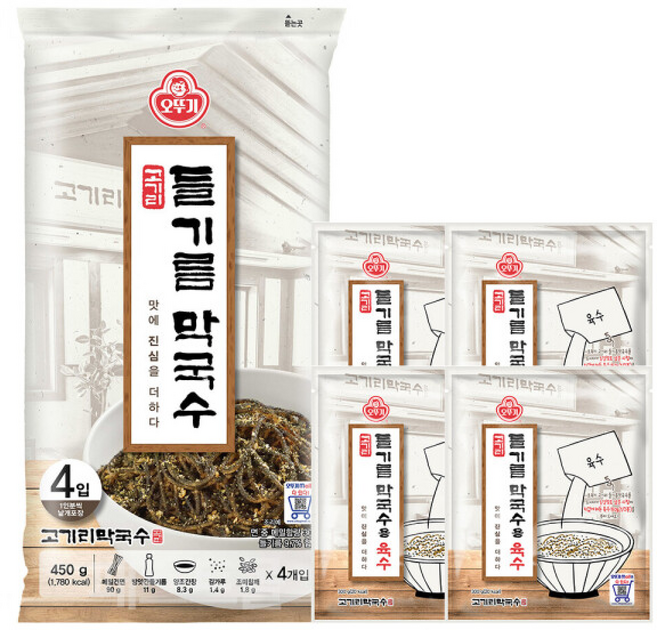 오뚜기 고기리 들기름막국수( 입) + 고기리 막국수용 육수 세트, 112.5g, 4개