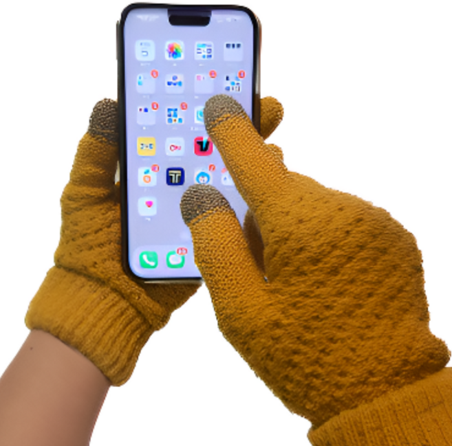 [터치가능] 스마일리 1+1 보들보들 스마트폰 터치 장갑 니트 겨울