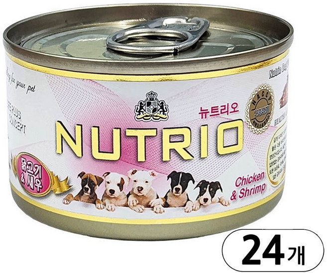 뉴트리오 애견간식캔 (다진닭고기와 새우 X24P), 닭고기+새우 혼합맛, 100g, 24개