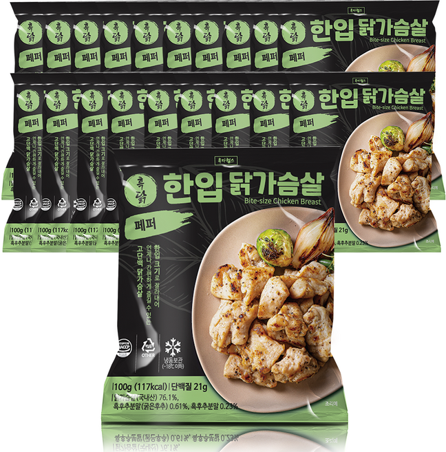 흑닭 한입 닭가슴살 페퍼, 100g, 20개