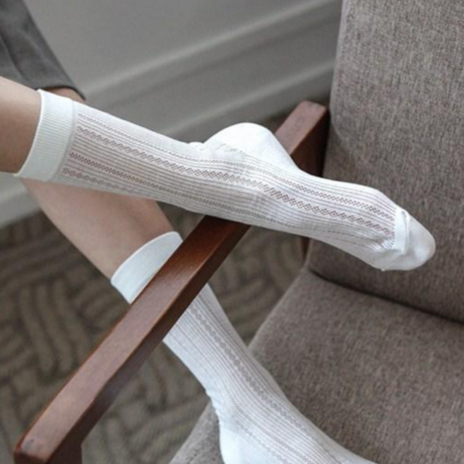 라크삭스 시원한 착용감 국내제작 코튼 망사 시스루 여자 긴양말 6색상 N287