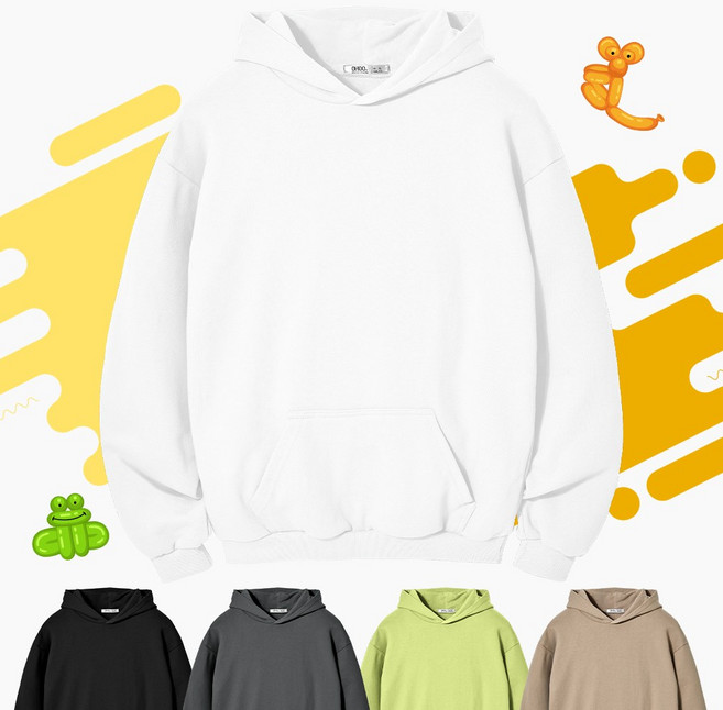 [GIVON] 기본 키즈 아동용 5color 프렌치테리 코튼 100% 쭈리 레귤러핏 풀오버 후드티 / DCF801