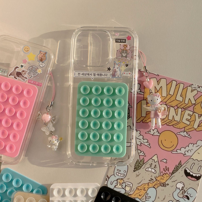 미끄럼 방지 핸드폰 실리콘 흡착 패드 문어 빨판 (7color), 1개, 민트