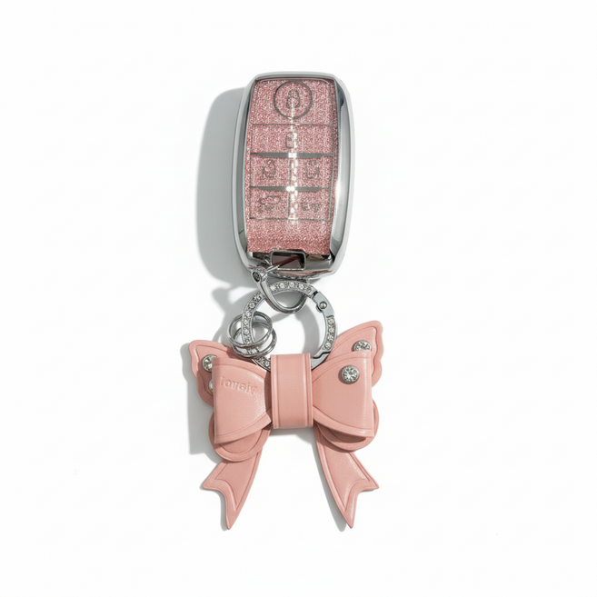 어니트 기아 호환 크리스탈 차키케이스 자동차 키링 키홀더, K-04(6버튼), 핑크