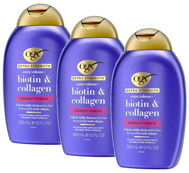 오지엑스 엑스트라 스트렝스 비오틴 & 콜라겐 컨디셔너 OGX Extra Strength Biotin & Collagen Conditioner, 385ml, 3개