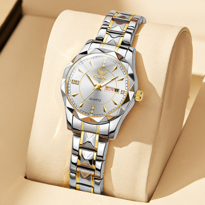 OPK 여성손목시계 정품쿼츠 럭셔리 명품 워터프루프 야광 일력 메탈시계