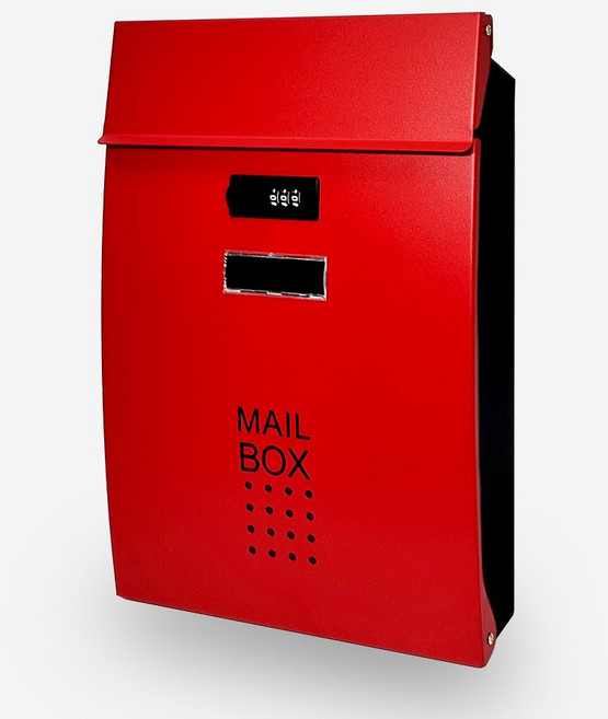 세이크린 라피네 우체통 고급 철제 비밀번호 우편함, 레드