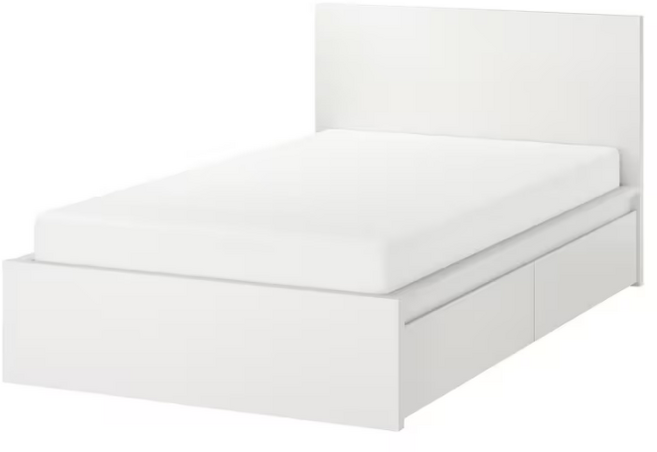 이케아 MALM 말름 높은침대프레임+수납상자2 화이트/루뢰위 120x200cm 391.992.69