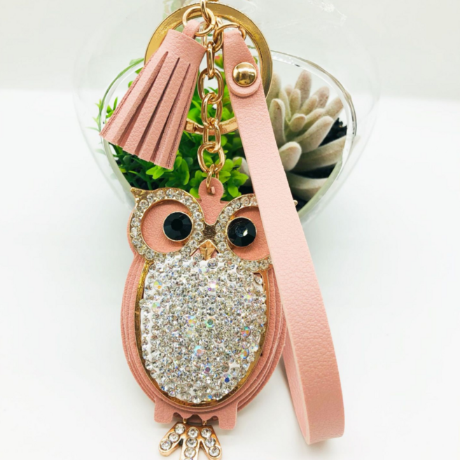 닉스리빙 행복 재물운 금전운 불러오는 부엉이 키링 열쇠고리 키홀더, 핑크