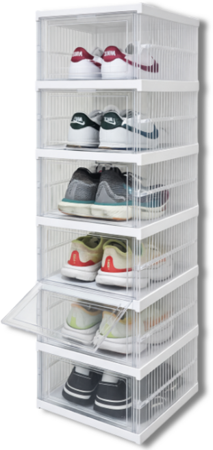 벨로픽 신발 정리함 조립식 보관함 투명 정리대 수납 케이스, 6개, 클리어 화이트