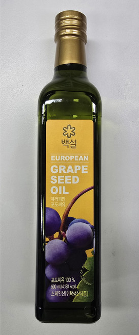백설 유러피안 포도씨유 500ml (유리병), 6개