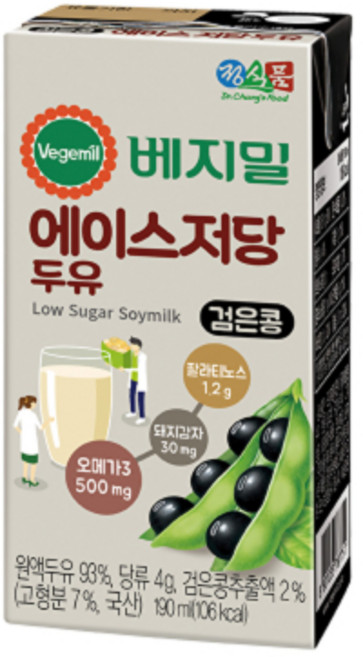 JUNGFOOD 베지밀 에이스 저당두유 190mlx16팩 214557 {MH}, 190ml