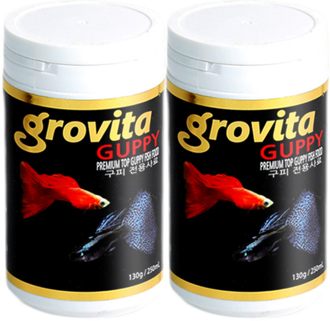 그로비타 구피 열대어 사료, 130g, 2개