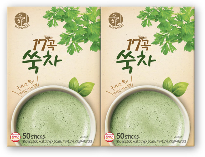 우리차 17곡쑥차, 17g, 50개입, 2개