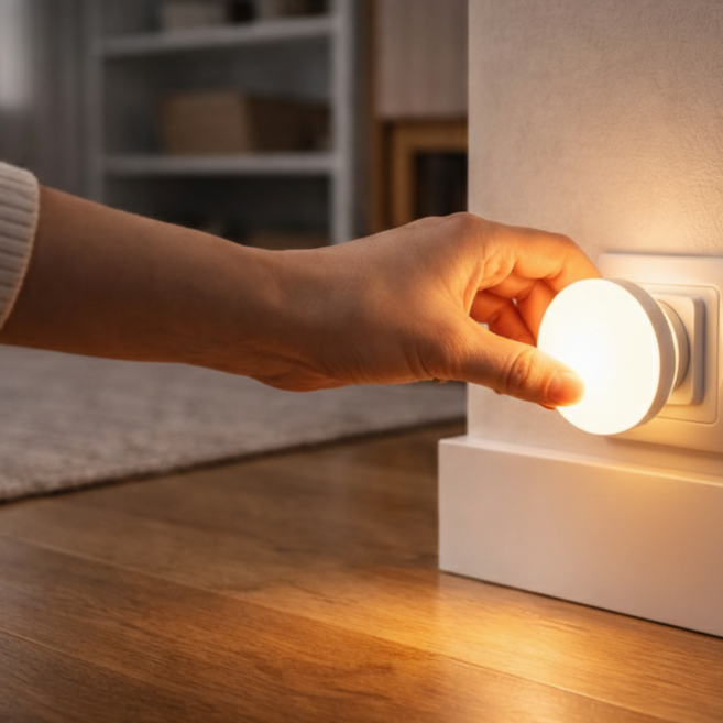 이케아 뫼르크레드 LED전등 센서등 콘센트형 무드등 수면등 2개입 1세트, 화이트