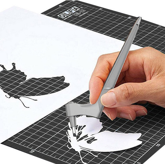 360도 크레프트 나이프툴 공예칼 종이공예 360도회전 DIY아트 아트나이프 페이퍼 디자인 컷팅, 그레이, 1개