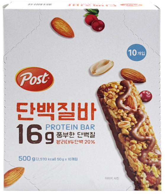 포스트 단백질바 500g x 1개(10개입) 동서식품 프로틴바 견과류 건과일 초콜릿, 1개