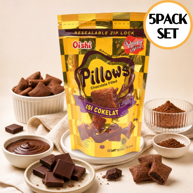 [PERA TRADING] Oish pillows choco 오이시 필로우 초코맛 필리핀 베트남 동남아시아, 100g, 5개