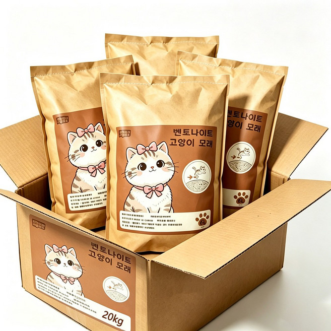 EIGHTSIX프리미엄 벤토나이트 고양이 모래 무향 강력응고 저분진 1세트4팩, 20kg, 1개, 1세트