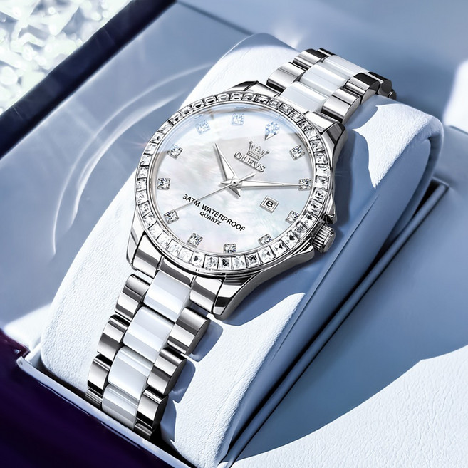 OLEVS 여성손목시계 정품쿼츠 럭셔리 명품 워터프루프 야광 세라믹시계