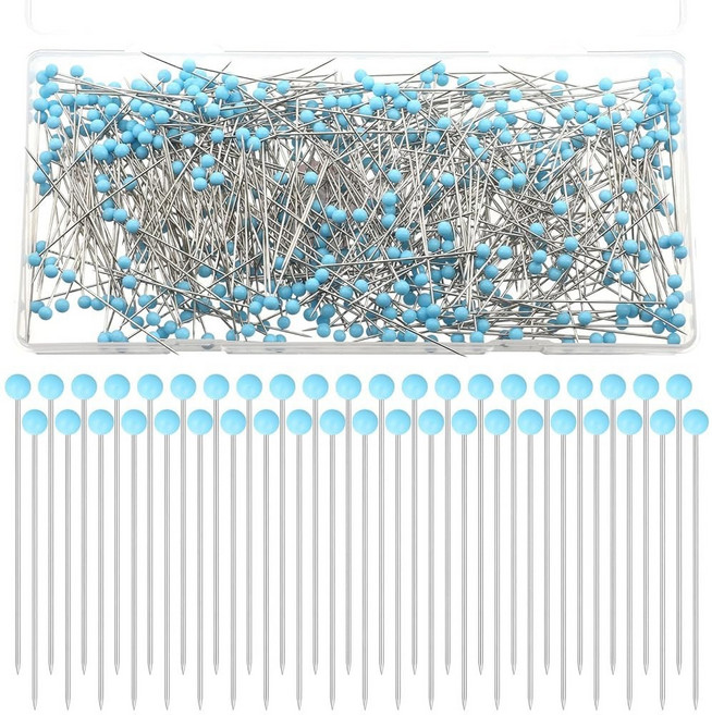 패브릭용 500 PCS 스트레이트 보석 있는 1 유리 제작 핀 드레스 재봉 스틸 볼 스테인리스 퀼팅 75인치 가 블루 공예