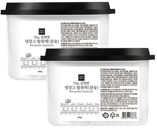 제올라이트 The 강력한 냉장고탈취제 참숯함유 냉장냉동 겸용 300g 2개입, 2개