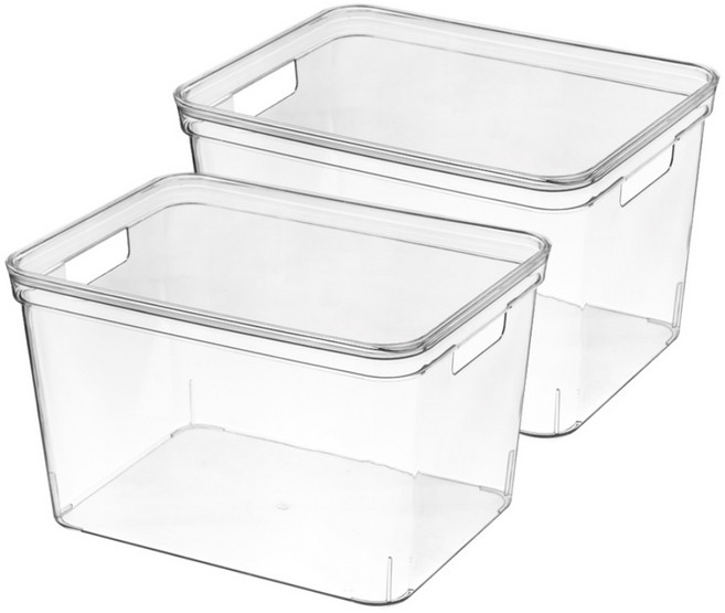 엠리빙 투명 리빙 박스 팬트리 정리 책 바구니 장난감 수납함 ORT 정리함, 2개