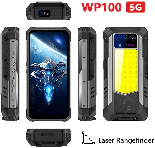 오키텔 WP100 러기드 33000mAh 5G 스마트폰 36(12+24)GB+512GB 66W 안드로이드14 휴대폰 6.8인치 FHD+ 200M, 01 검정색, 512GB