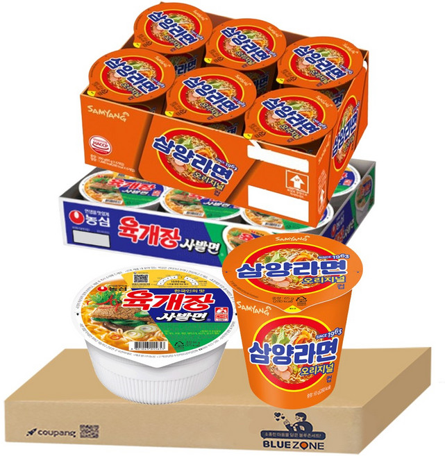 블루존 육개장사발면 86g (6입) + 삼양라면 소컵라면 65g (6입)
