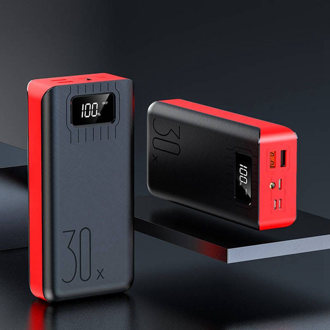 초대용량 보조배터리 캠핑 급속충전 스마트폰 핸드폰 휴대폰 노트북 랩탑, F. 레드 10M, A. 100000mAh