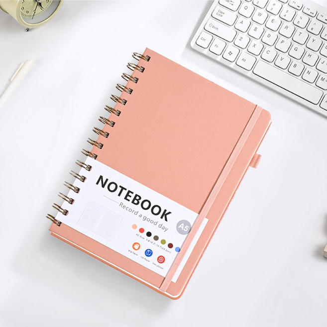캘리스터 고급 가죽커버 스프링 만년다이어리 노트 A5 7가지 색상, 핑크