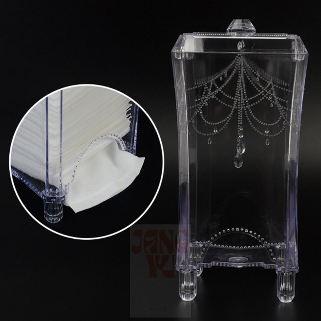 장유 크리스탈 화장솜 케이스 소품통