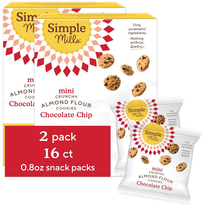 심플밀즈 아몬드 가루 미니 초코칩 쿠키 184g 2팩 세트 미국 간식