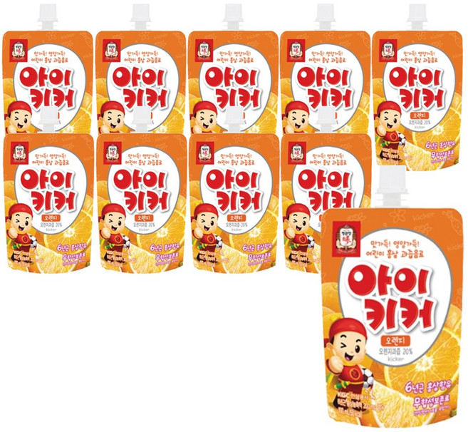 정관장 아이키커 어린이 홍삼 과즙음료 오렌지맛, 100ml, 10개