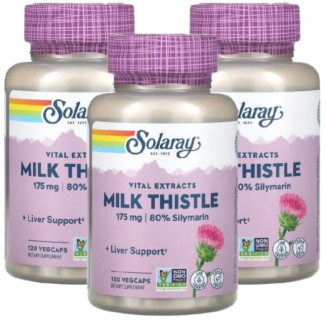 쏠라레이 바이탈 익스트랙트 밀크시슬 175mg 120 베지캡슐, 3개, 120정 - 쿠팡