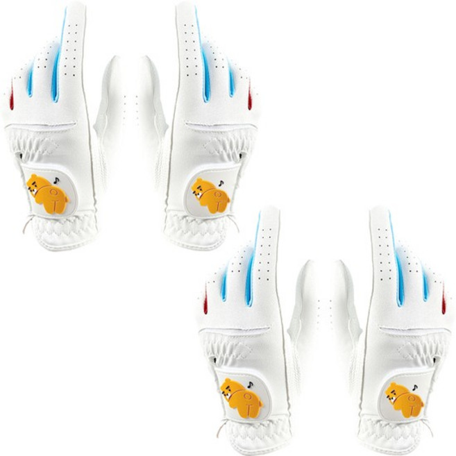 카카오프렌즈골프 아동용 라이언 라이크라 골프장갑 양손용, 화이트, 2세트