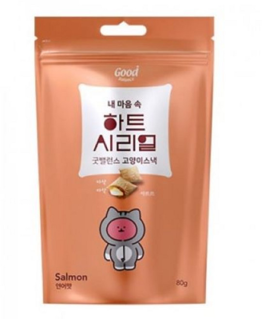 이백이몰 하트시리얼 고양이 스낵, 연어맛, 80g, 1개