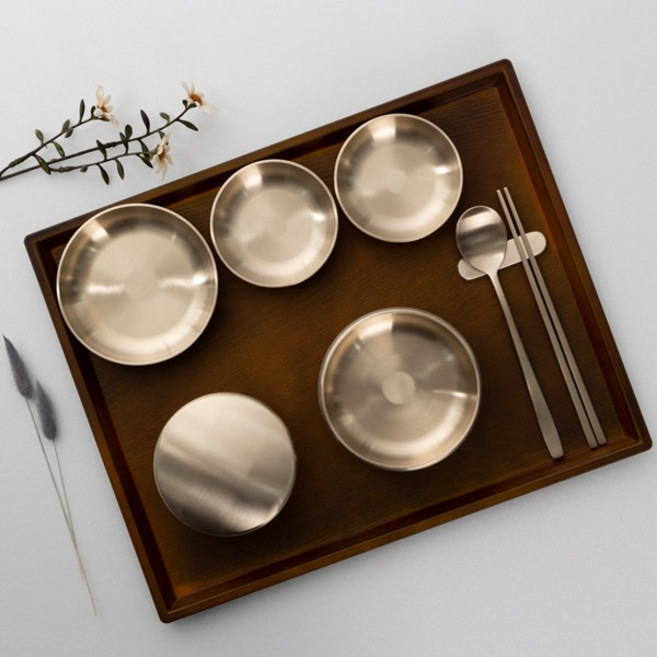 놋결 방짜유기 반상기 놋그릇 1인용 9P 수저세트, 유기, 1세트, 공기+뚜껑+대접+찬지(소2,중1)+수저+저분+받침, 일반보자기