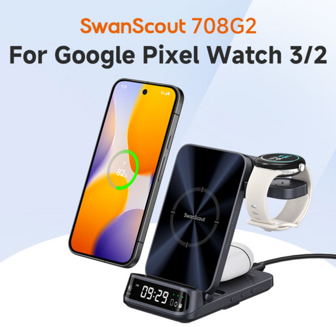 호환 SwanScout 708G2 3 in 1 무선 충전기 구글 픽셀 9 프로 XL 8 7 6 픽셀 워치 3 2 피트빗 버사 4 3 피트빗 센스 2 호환, [01] 옵션1